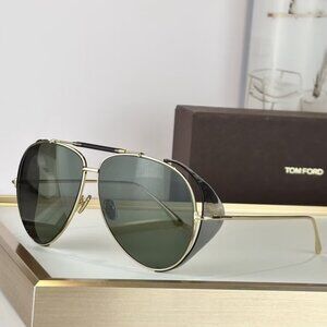 Tom Ford Gold and Black Aviator Sunglasses